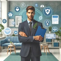 A professional and visually appealing image depicting a mental health provider in a welcoming clinic environment, surrounded by symbols like certification documents, insurance cards, and patient care elements, representing the concept of credentialing with a focus on trust, growth, and professionalism